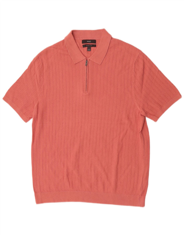 Marks & Spencer Polo para hombre de algodón rosa grande