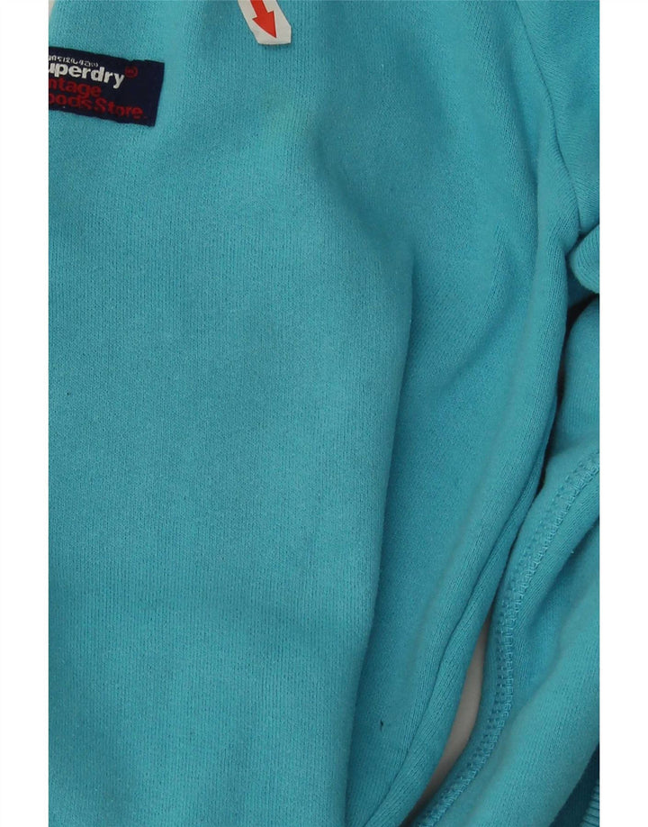 Superdry Jersey con capucha gráfica de algodón azul medio