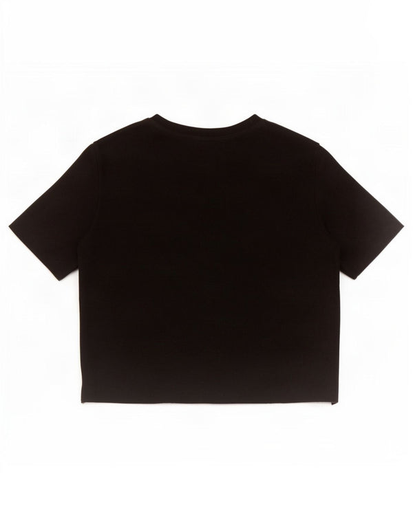 Zara Mujer Crop Blusa Top UK 12 Medium Negro Algodón