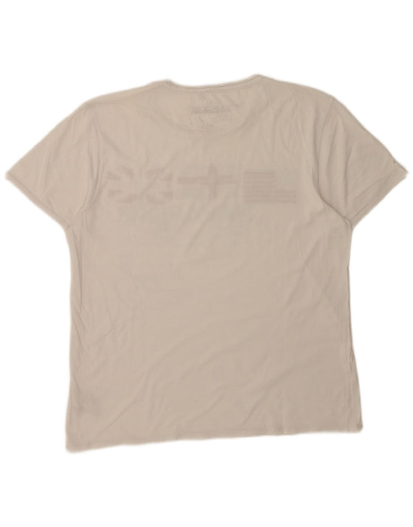 Napapijri Camiseta con gráfico geográfico para hombre Top XL Algodón blanco