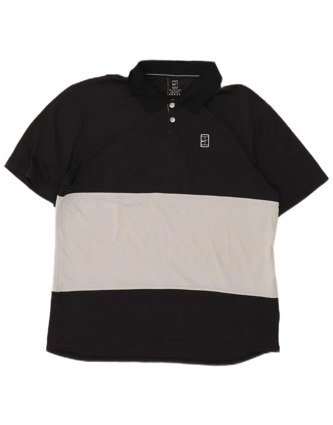 Nike Polo para hombre (talla pequeña), color negro y poliéster con bloques de color