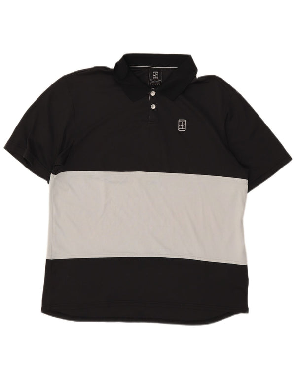 Nike Polo para hombre (talla pequeña), color negro y poliéster con bloques de color