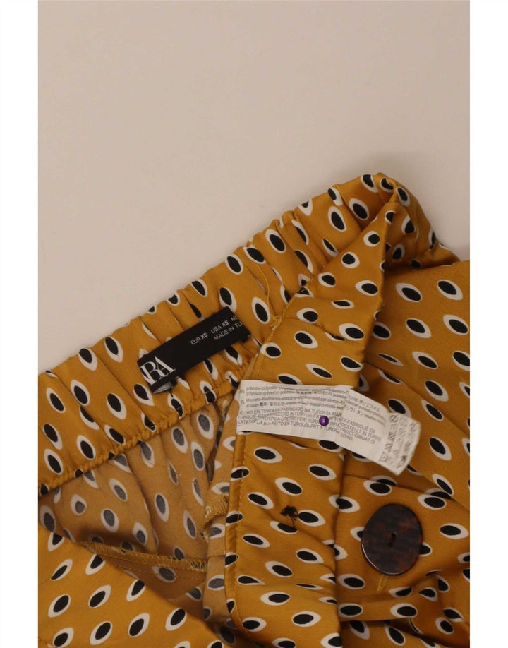 Pantalón Capri Zara Mujer XS W24 L21 Poliéster Moteado Amarillo