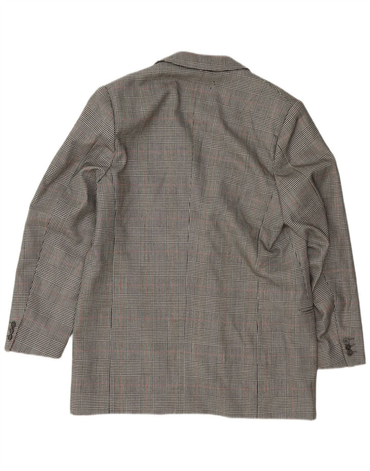 VINTAGE Chaqueta Blazer de 3 Botones para Hombre Reino Unido 38 Pata de Gallo Gris Medio