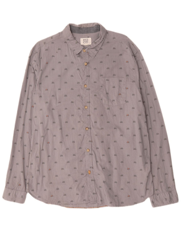 Camisa de corte clásico para hombre de White Stuff, talla 2XL, de algodón con lunares grises