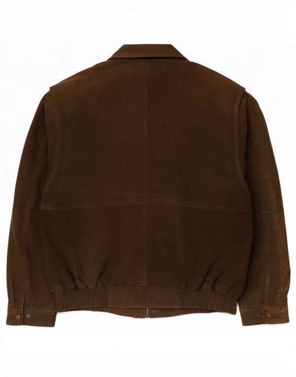Chaqueta básica de ante para hombre UK 40 Large Brown Leather