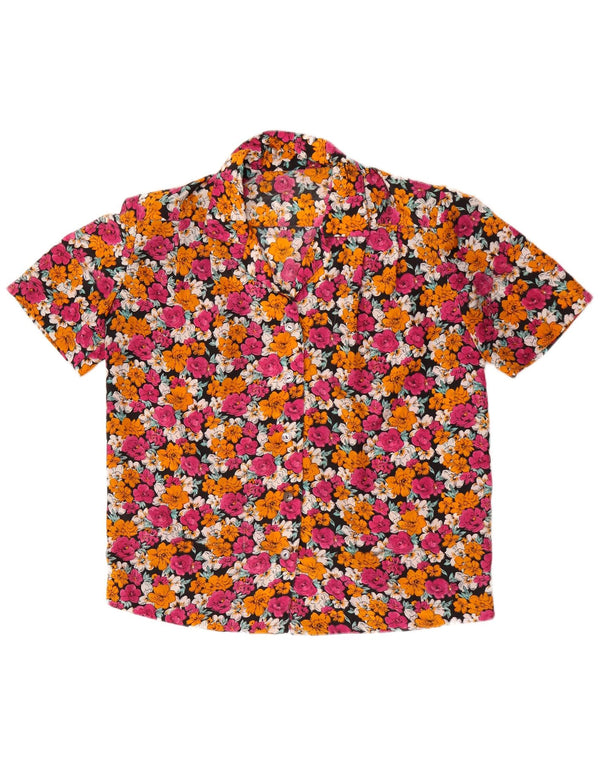 Vintage mujer camisa de manga corta Reino Unido 20 2XL multicolor floral