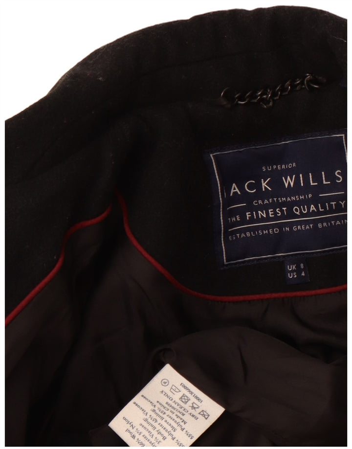 JACK WILLS Chaqueta corta para mujer UK 8 Small Black Wool