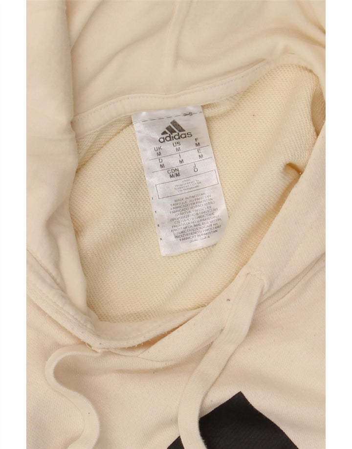 Adidas Hombre Sudadera Con Capucha Gráfica Jersey Medio De Algodón Blanco Roto
