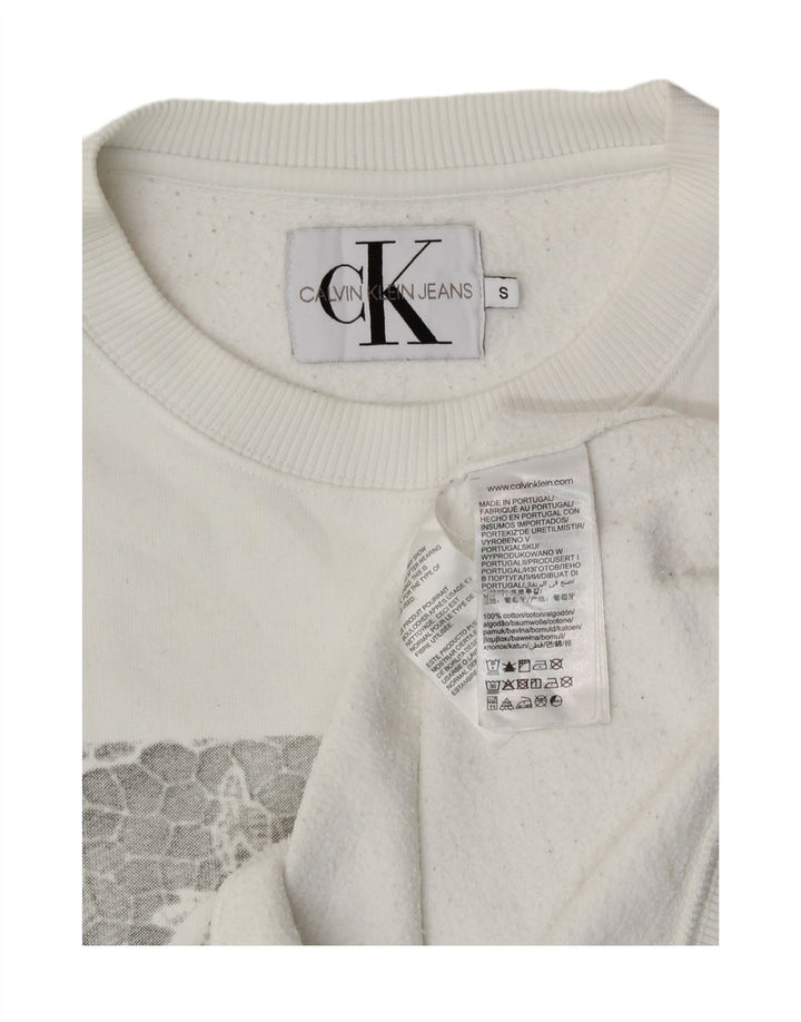 Calvin Klein Sudadera gráfica para mujer Jumper UK 10 Small White Cotton