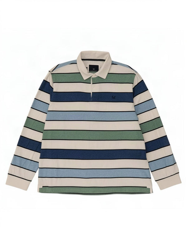 Crew Clothing Polo de rugby de manga larga para hombre, talla 2XL, rayas multicolores