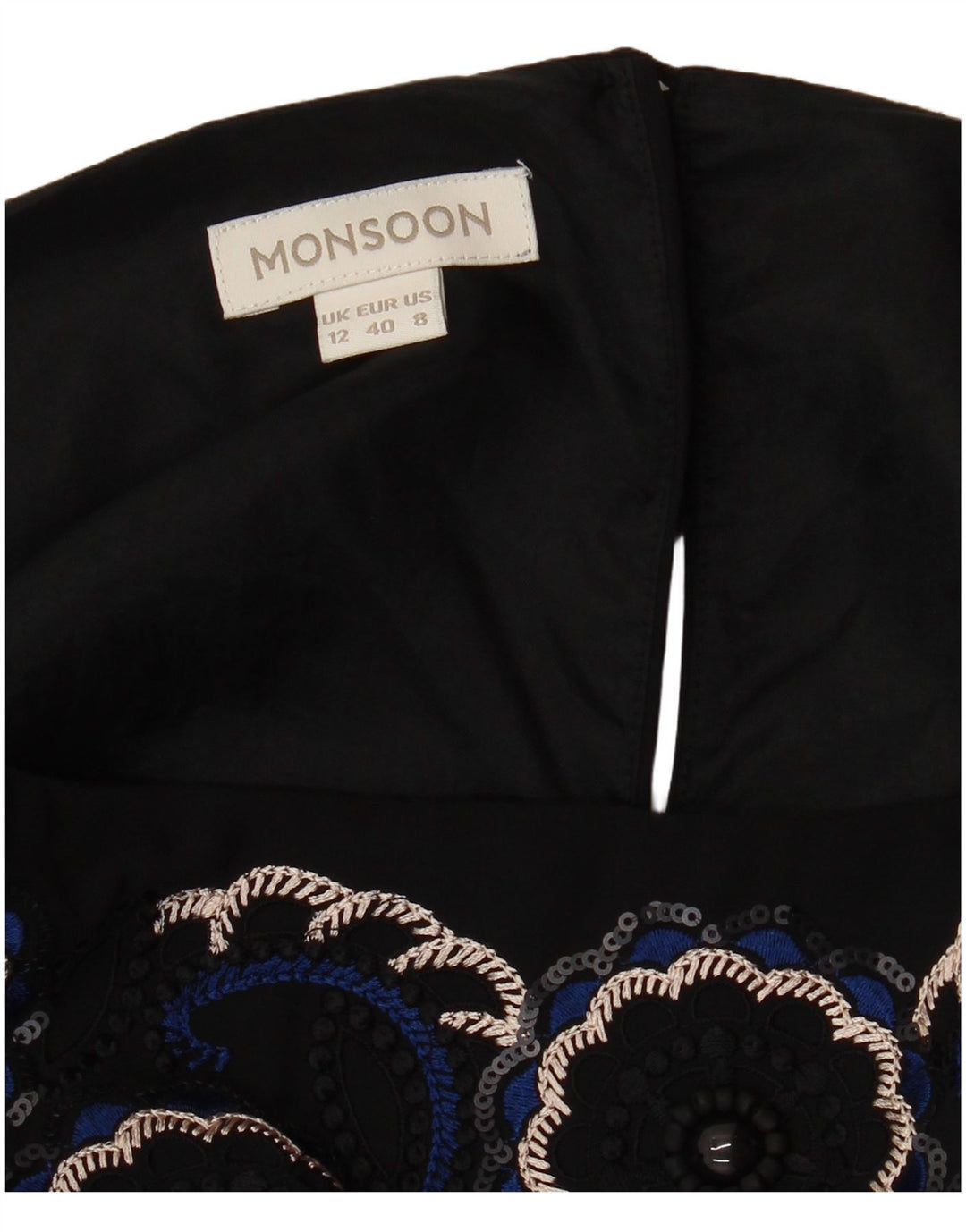 MONSOON Vestido tubo de manga 3/4 para mujer UK 42 Mediano Rayas negras