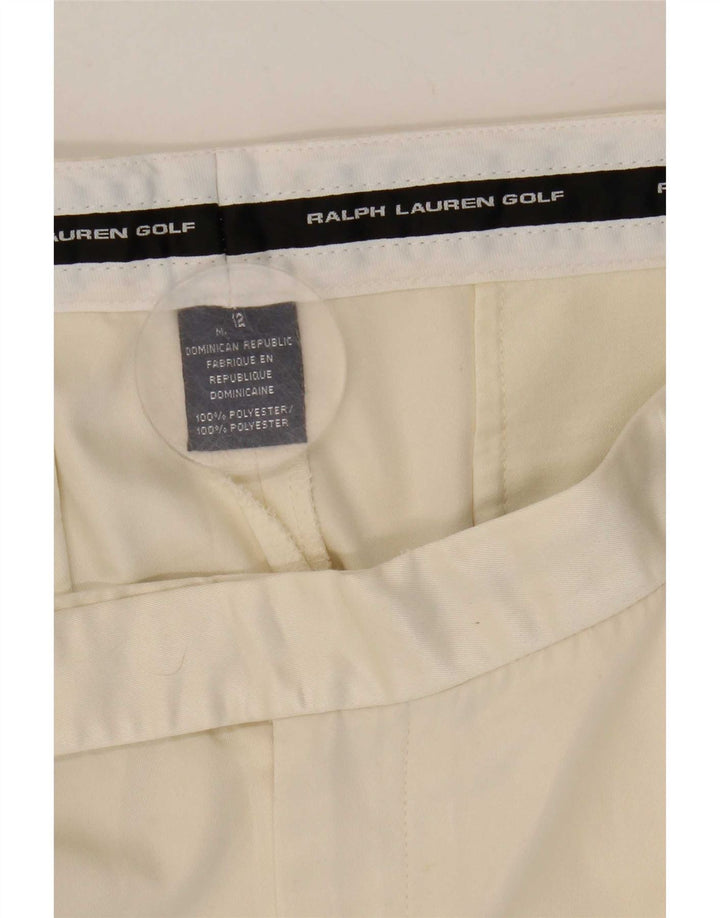 Ralph Lauren pantalones cortos chinos pegados para mujer US 12 grande W31 poliéster blanco roto