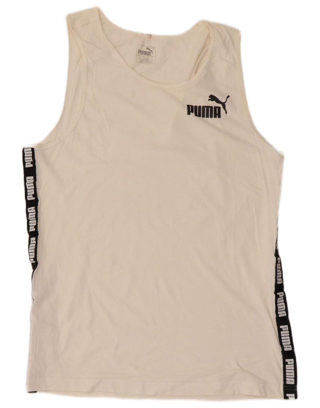 Puma Camiseta sin mangas con gráfico en bloques de color blanco mediano para hombre