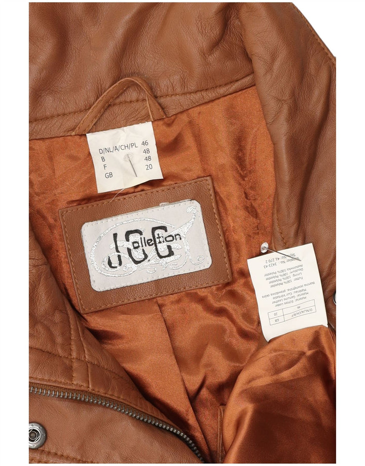 JCC Chaqueta de cuero para mujer UK 20 2XL Cuero marrón