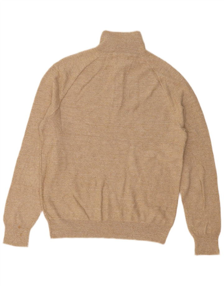 J. Crew - Jersey para hombre con cuello y cremallera, talla pequeña, algodón beige
