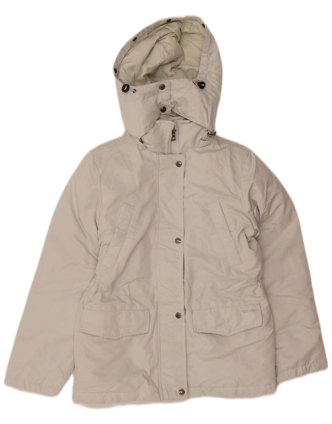 Geox Chaqueta acolchada extragrande con capucha para mujer UK 6 XS Poliéster blanco