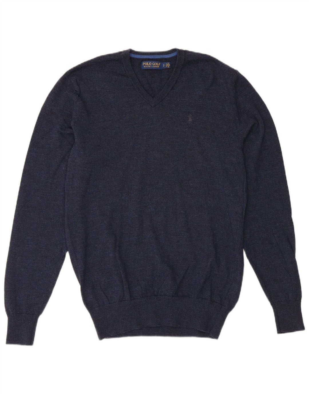 POLO RALPH LAUREN Suéter con cuello en V para hombre Pequeño Lana merino azul marino