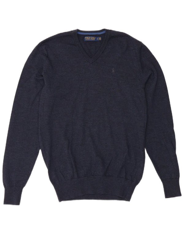 POLO RALPH LAUREN Suéter con cuello en V para hombre Pequeño Lana merino azul marino