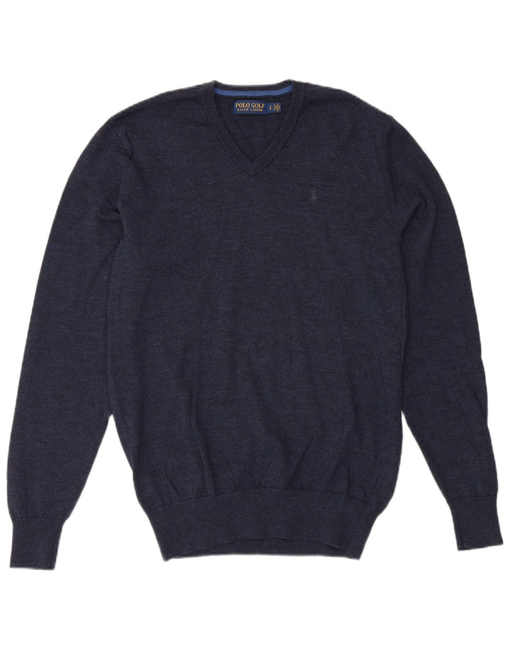 POLO RALPH LAUREN Suéter con cuello en V para hombre Pequeño Lana merino azul marino