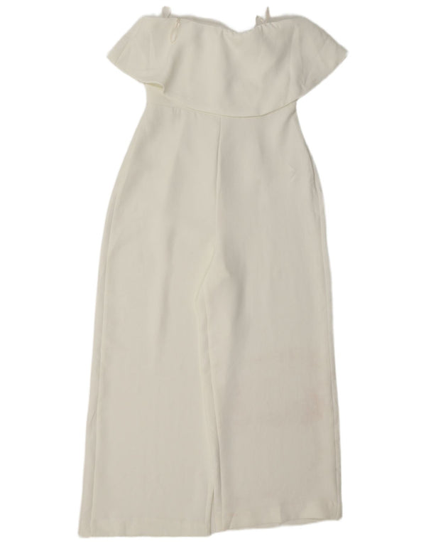Zara Mujer Mono Sin Tirantes UK 8 Small Poliéster Blanco