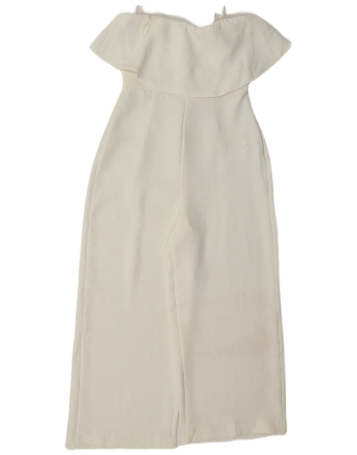 Zara Mujer Mono Sin Tirantes UK 8 Small Poliéster Blanco