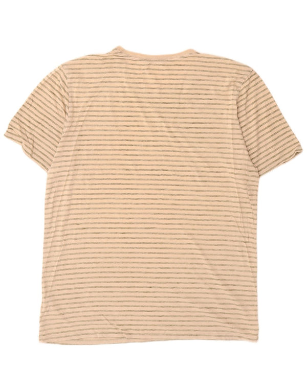 Nike - Camiseta para hombre, talla grande, color beige, algodón a rayas