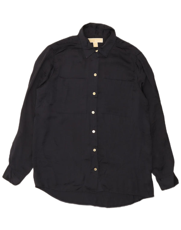 MICHAEL KORS Camisa larga extragrande para mujer UK 10 Small Poliéster negro