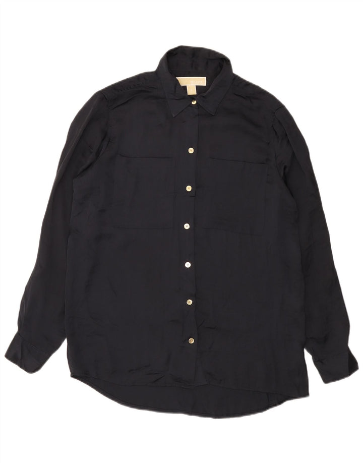 MICHAEL KORS Camisa larga extragrande para mujer UK 10 Small Poliéster negro