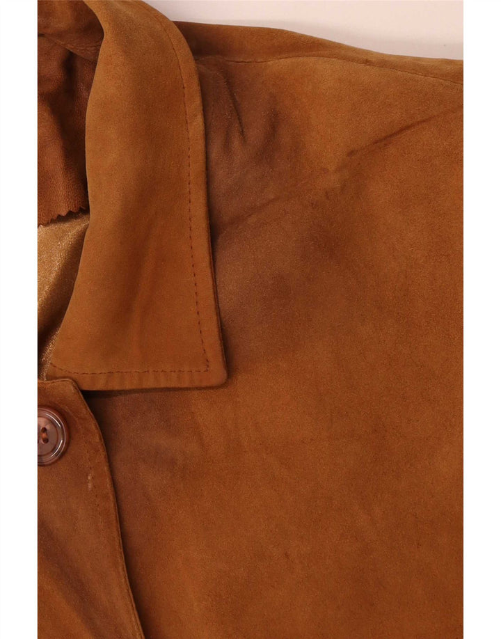 Vintage mujer abrigo de cuero de gran tamaño Reino Unido 20 2XL cuero marrón