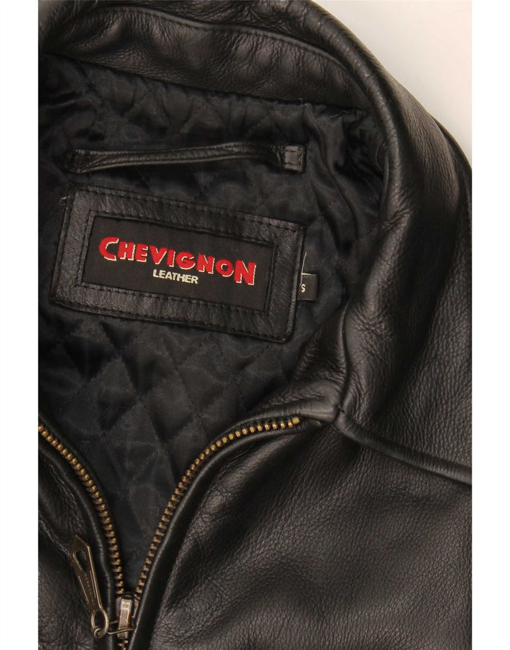 Chevignon Chaqueta de cuero para hombre UK 36 Small Black Leather