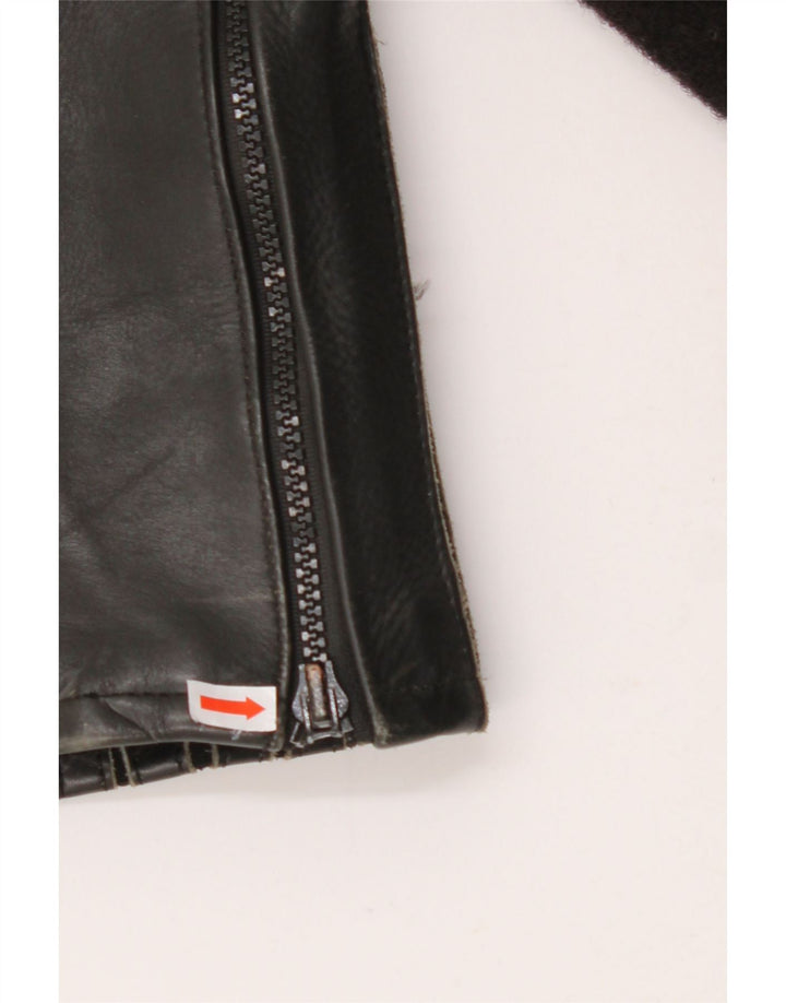 VINTAGE Pantalones de mujer EU 38 Medio W28 L27 Cuero color block negro