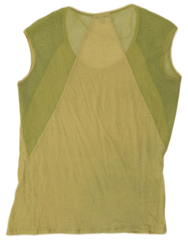 Zara Mujer Trafaluc Chaleco Top UK 40 Medio Amarillo Colorblock Lino