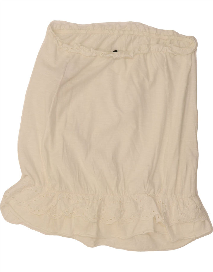 BENETTON Womens Crop Strapless Top UK 4 XS White Cotton Vintage Benetton and Second-Hand Benetton from Messina Hembry 