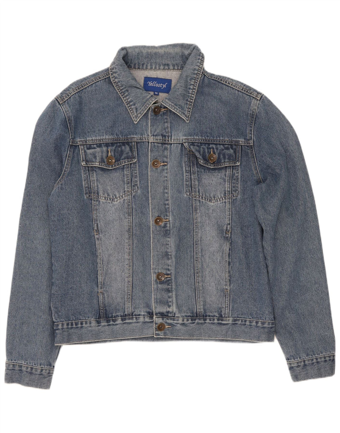 Vintage hombres chaqueta de mezclilla IT 50 azul grande