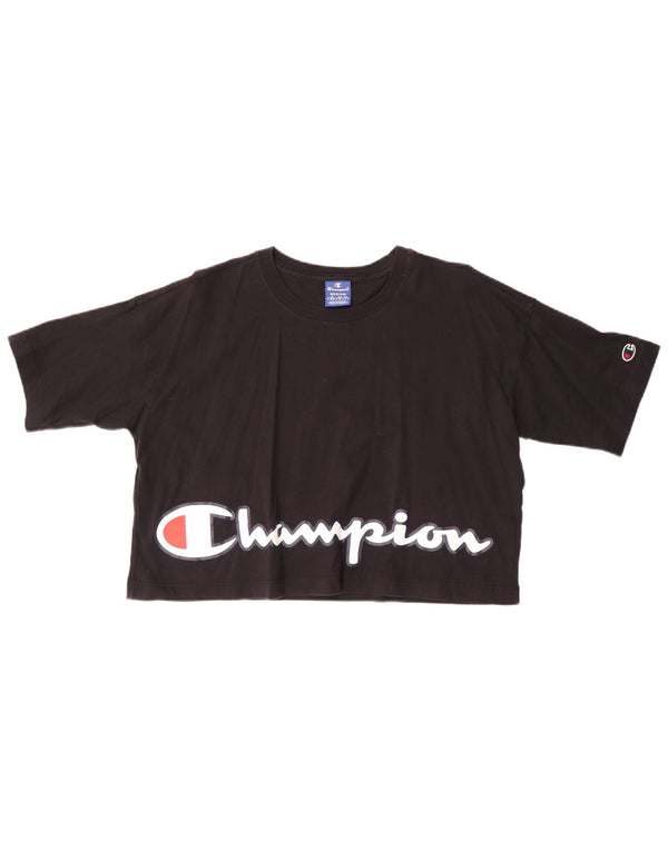 CHAMPION Camiseta corta con gráfico para mujer UK 40 Medium Black