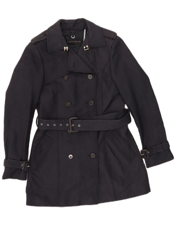 Zara Mujer Gabardina UK 40 Medio Azul Marino