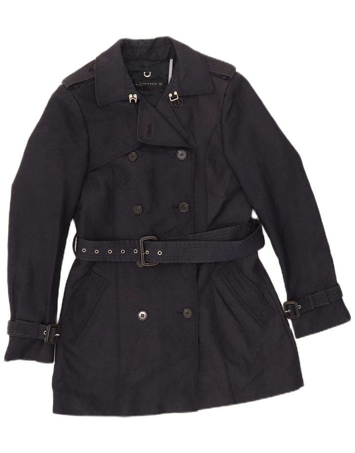 Zara Mujer Gabardina UK 40 Medio Azul Marino