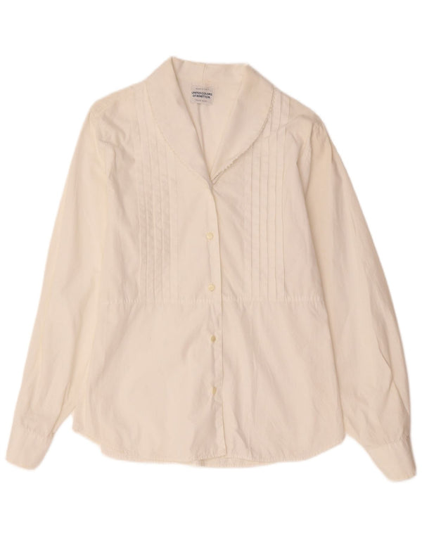 Benetton Camisa De Esmoquin Mujer ES 40 Mediano Blanco