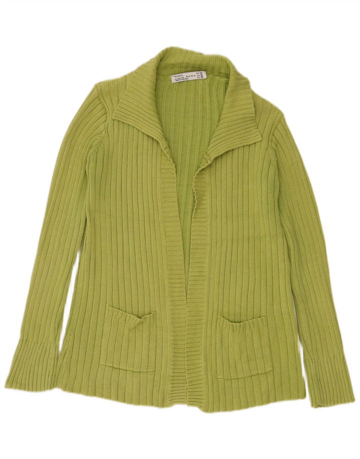 Zara Mujer Cárdigan Abierto Suéter UK 44 Algodón Verde Medio