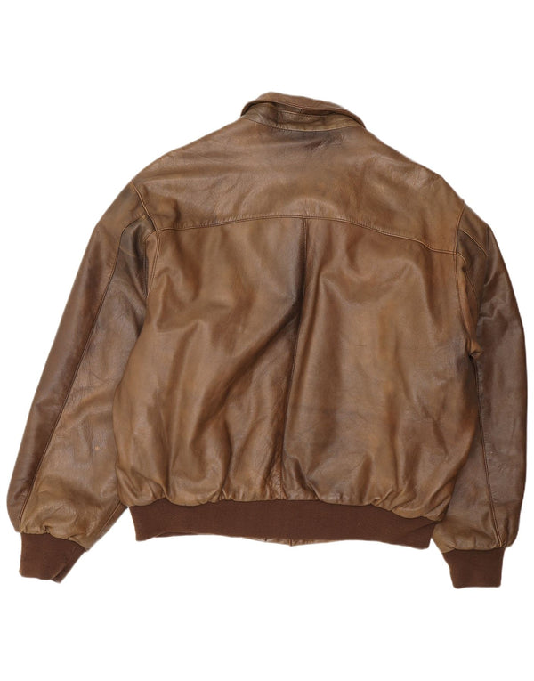 Outback Chaqueta de cuero para hombre UK 42 XL Cuero marrón