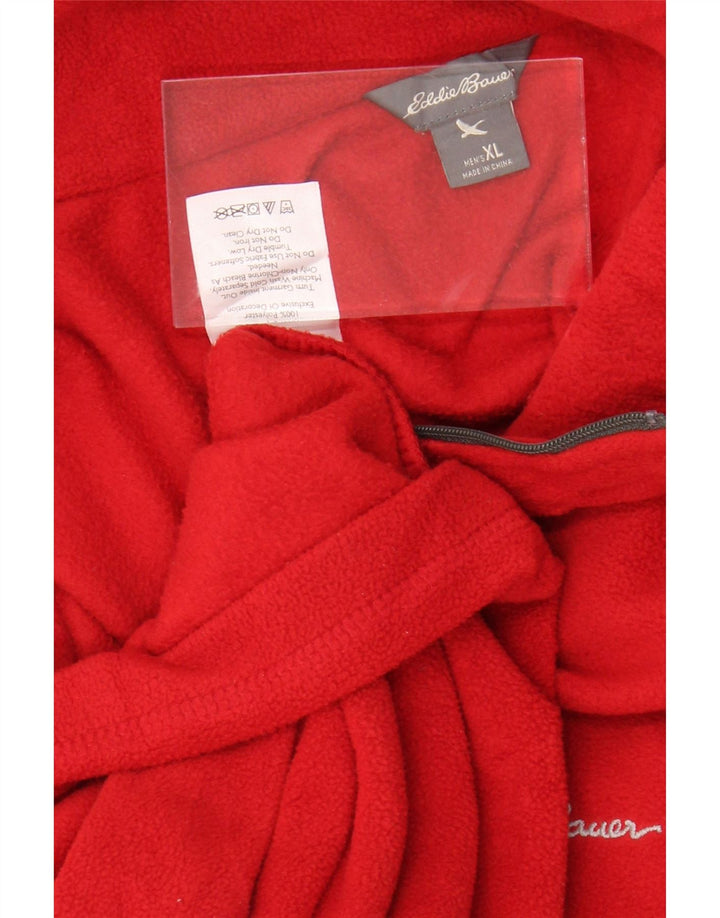 EDDIE BAUER Jersey polar con cuello y cremallera para hombre XL Poliéster rojo