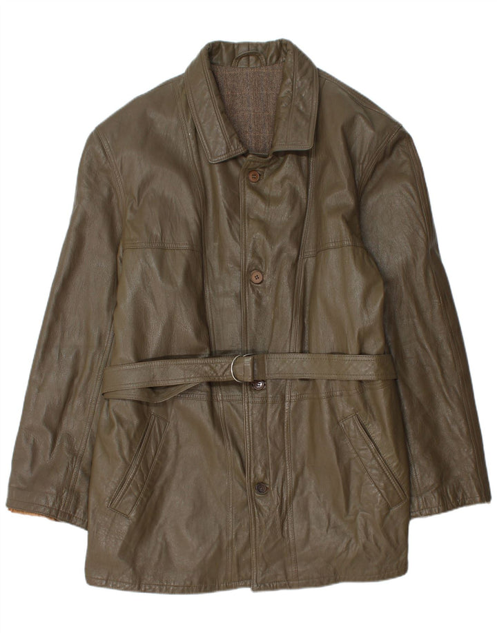 Vintage chaqueta de cuero para hombre Reino Unido 40 cuero caqui grande
