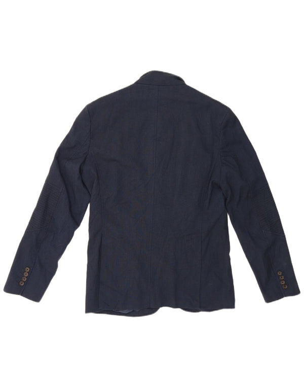 Zara Chaqueta tipo blazer de 4 botones para hombre UK 40 Grande Poliéster azul marino
