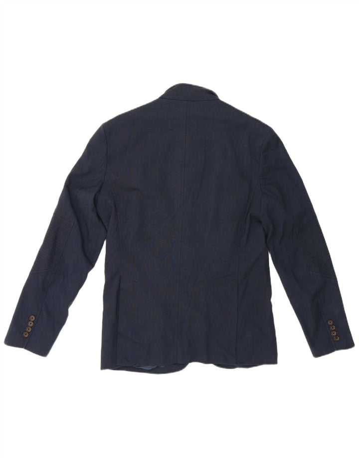 Zara Chaqueta tipo blazer de 4 botones para hombre UK 40 Grande Poliéster azul marino
