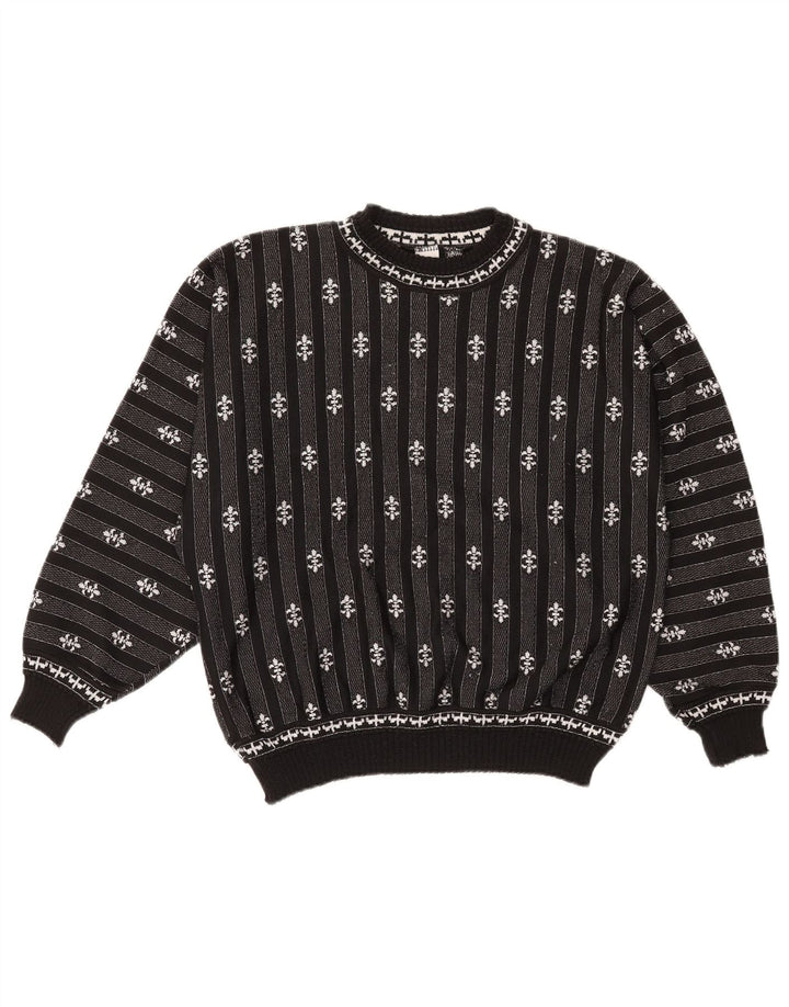 C & A - Jersey extragrande con cuello redondo para mujer, talla 40, tamaño mediano, color negro a rayas