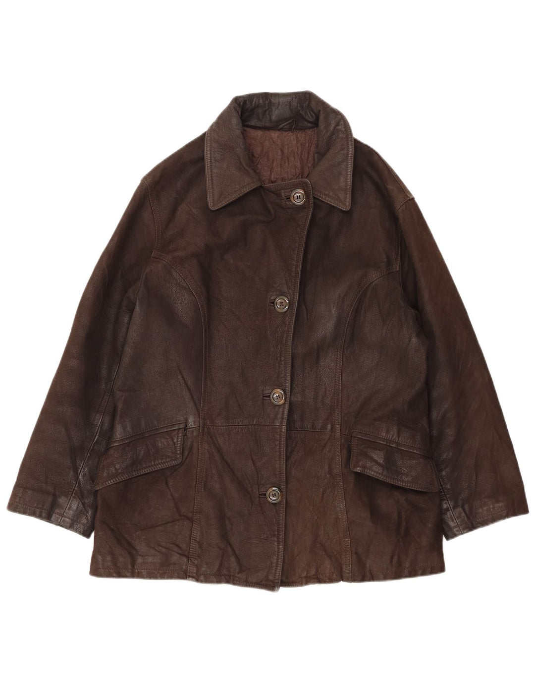 RELISH Chaqueta de cuero para mujer IT 46 Cuero marrón grande