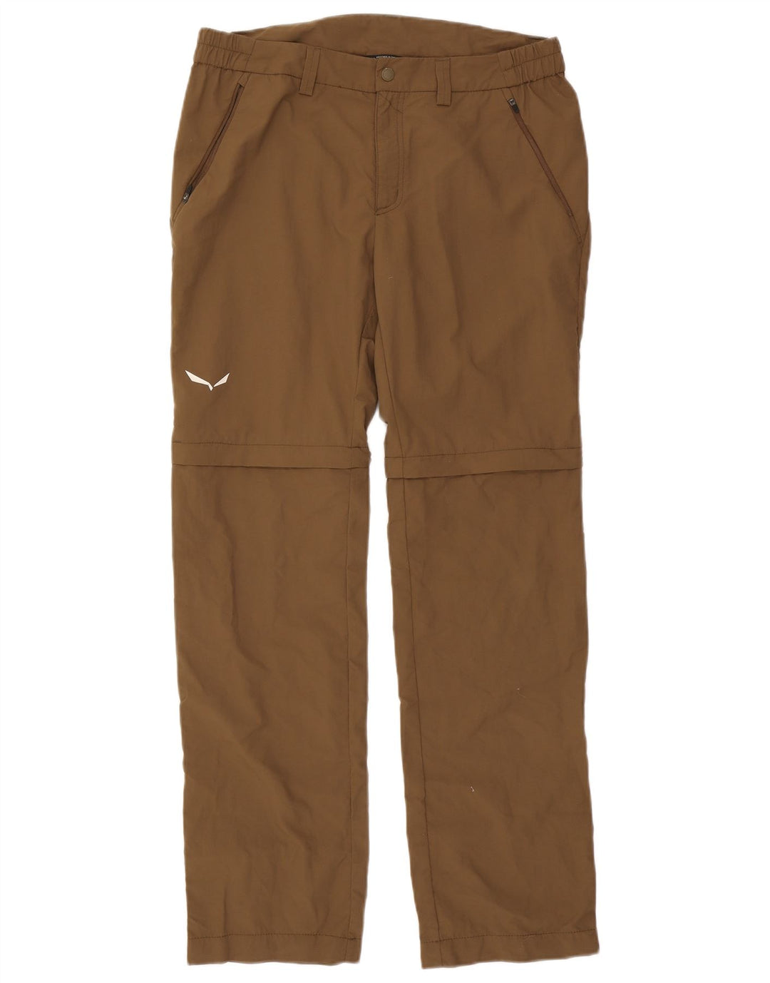 Vintage hombre recto chino pantalones mediano W32 L32 marrón poliamida