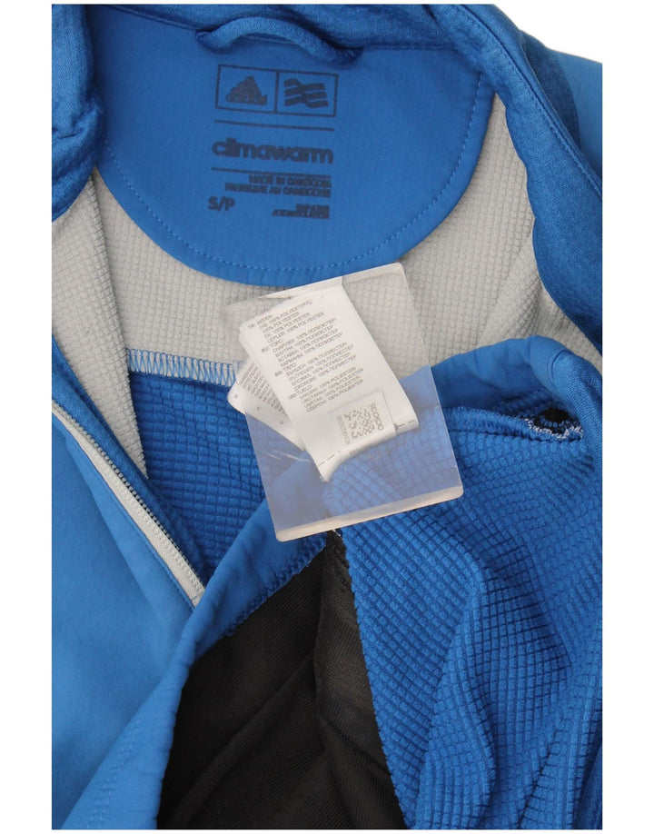 Adidas Mens Climawarm Zip Neck Sudadera Jumper Pequeño Azul Poliéster