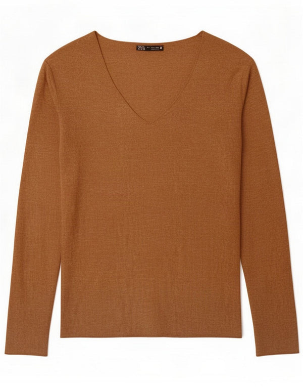 Zara Mujer Top manga larga ES 40 Small Beige